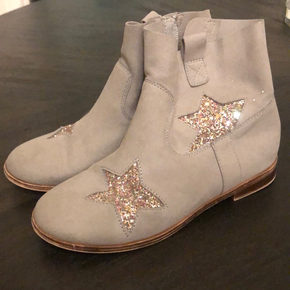 Zara booties, gray & glitter